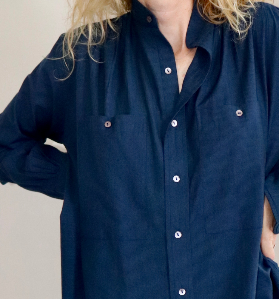 Peasant Shirt Indigo Stripe