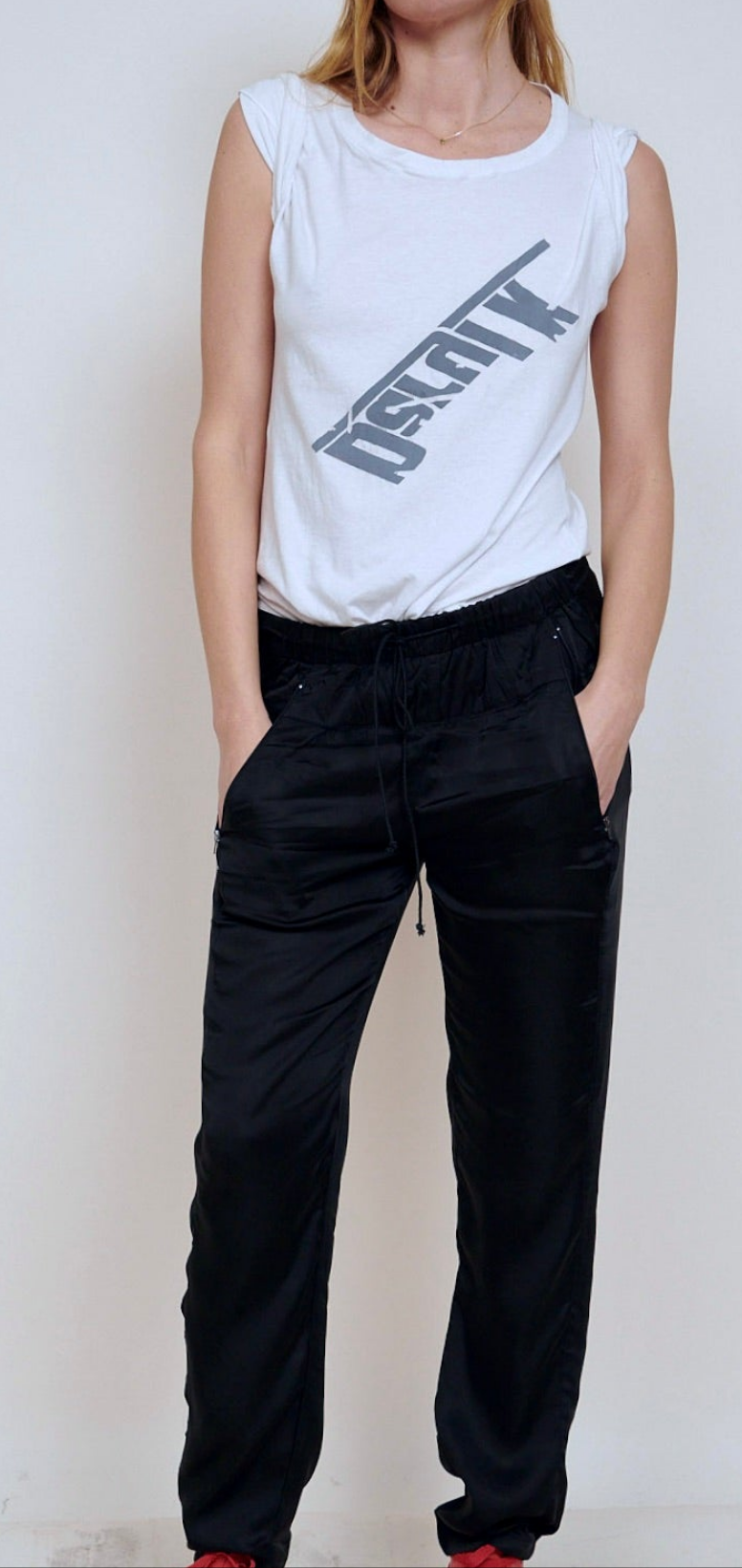 Drawstring Waist Pants - Matte Satin Cupro.