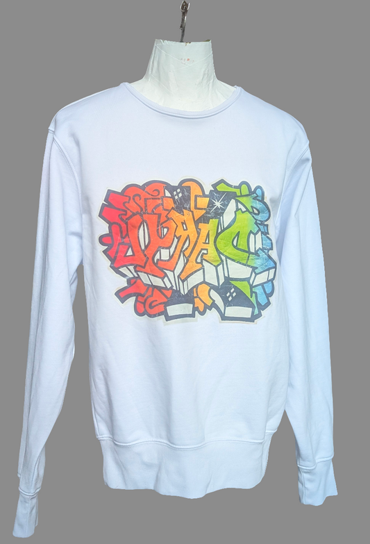 Crewneck Sweatshirt. Daryl K Graffiti Lee Quinones  Graffiti Logo.  Multicolor