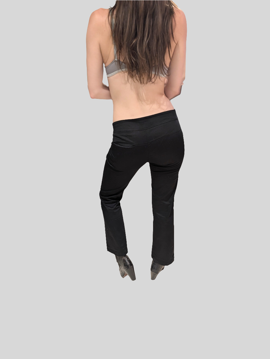 Stretch Cotton Cropped Bootlegging, Black.