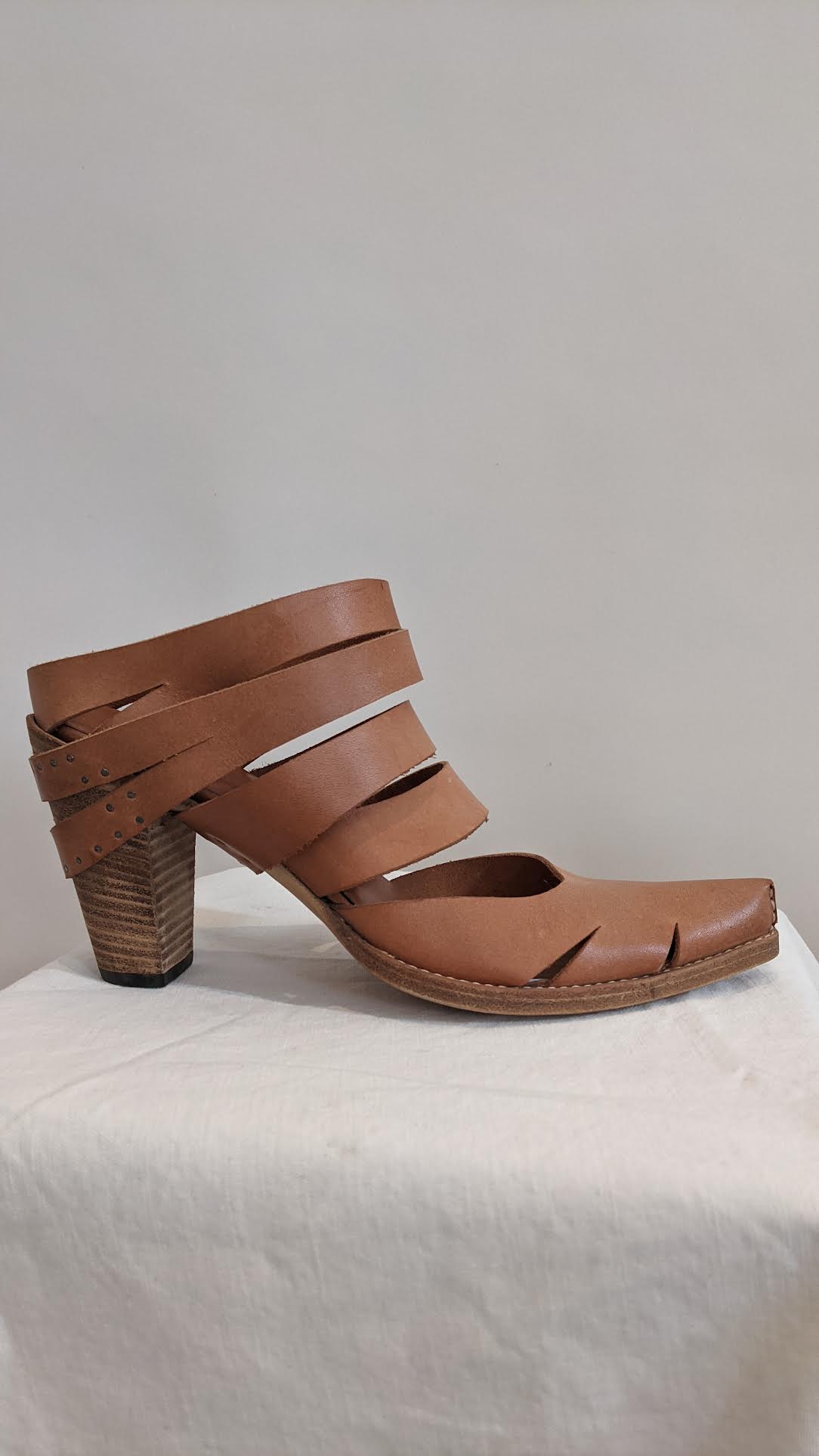 Kerrigan Cowgirl Strap Mule, Nude/Natural.
