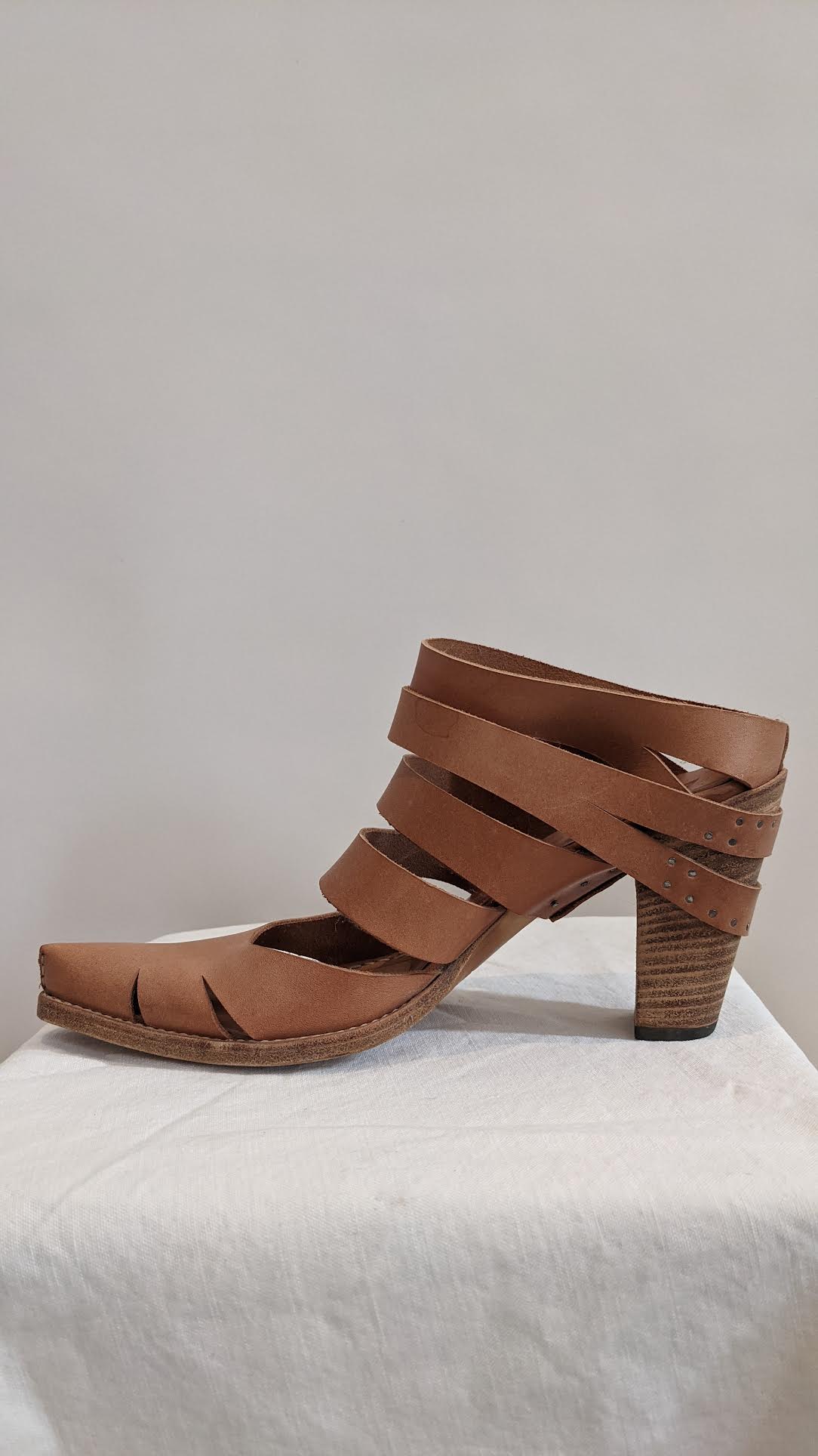 Kerrigan Cowgirl Strap Mule, Nude/Natural.