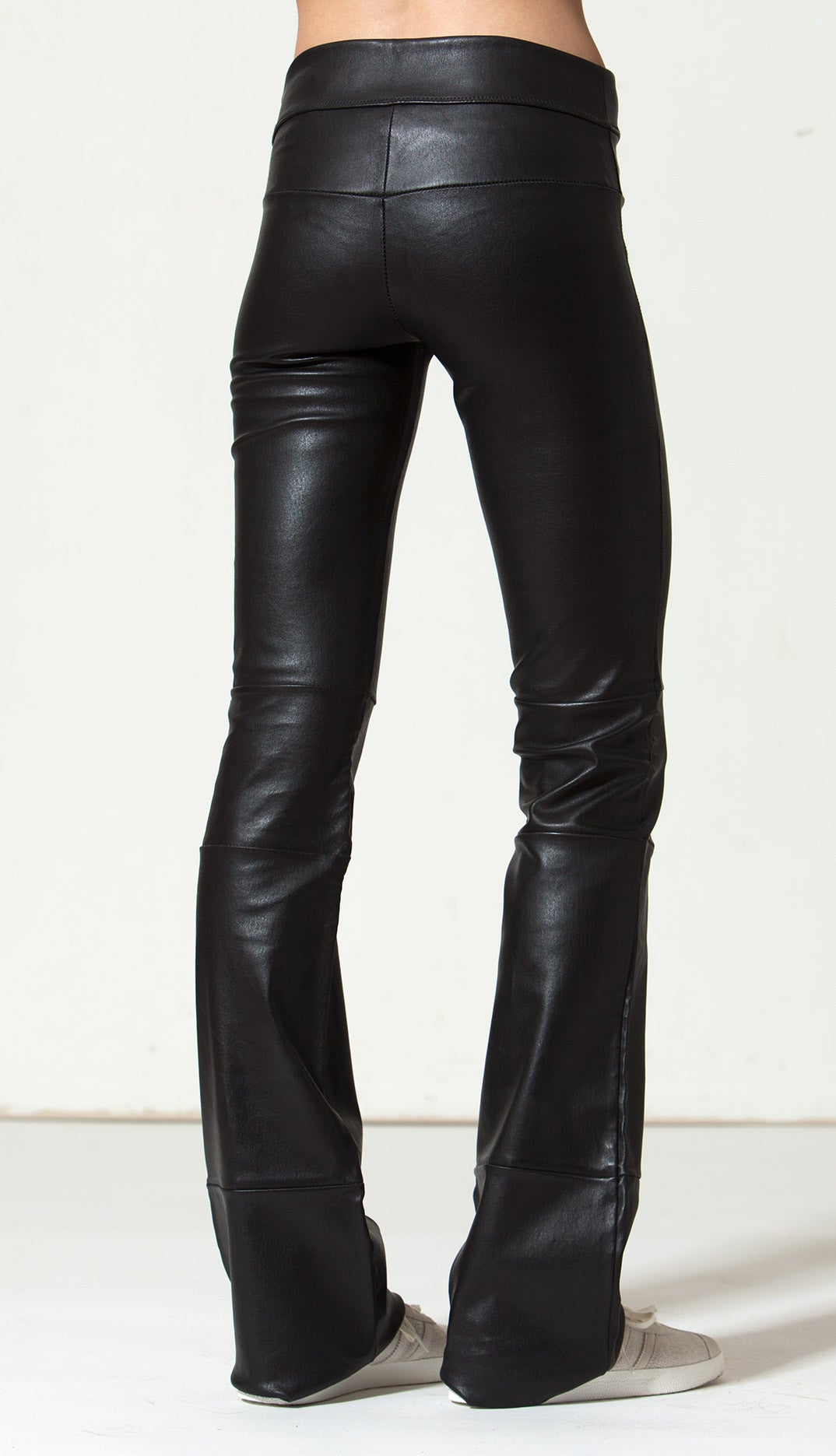 Stretch Lamb Leather Long Bootleggings