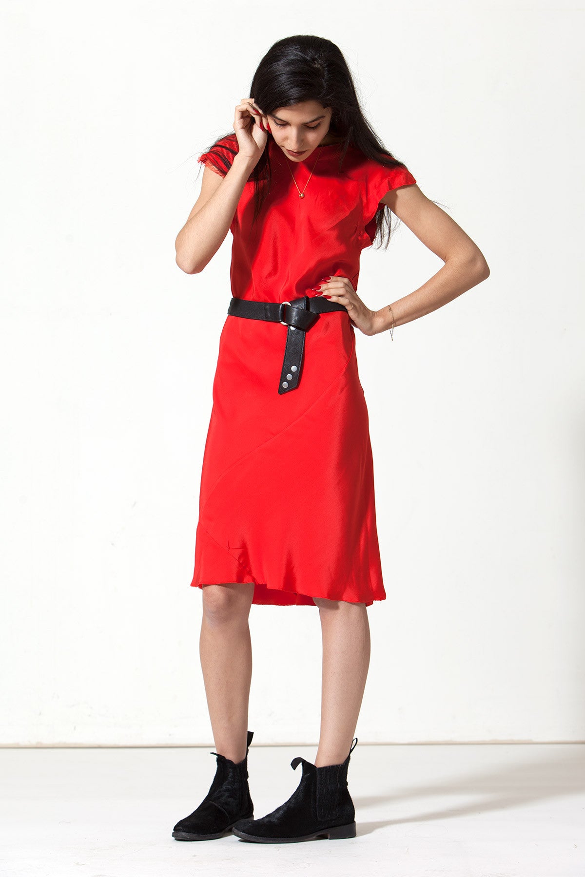 fire engine red dress LUNA DRESS