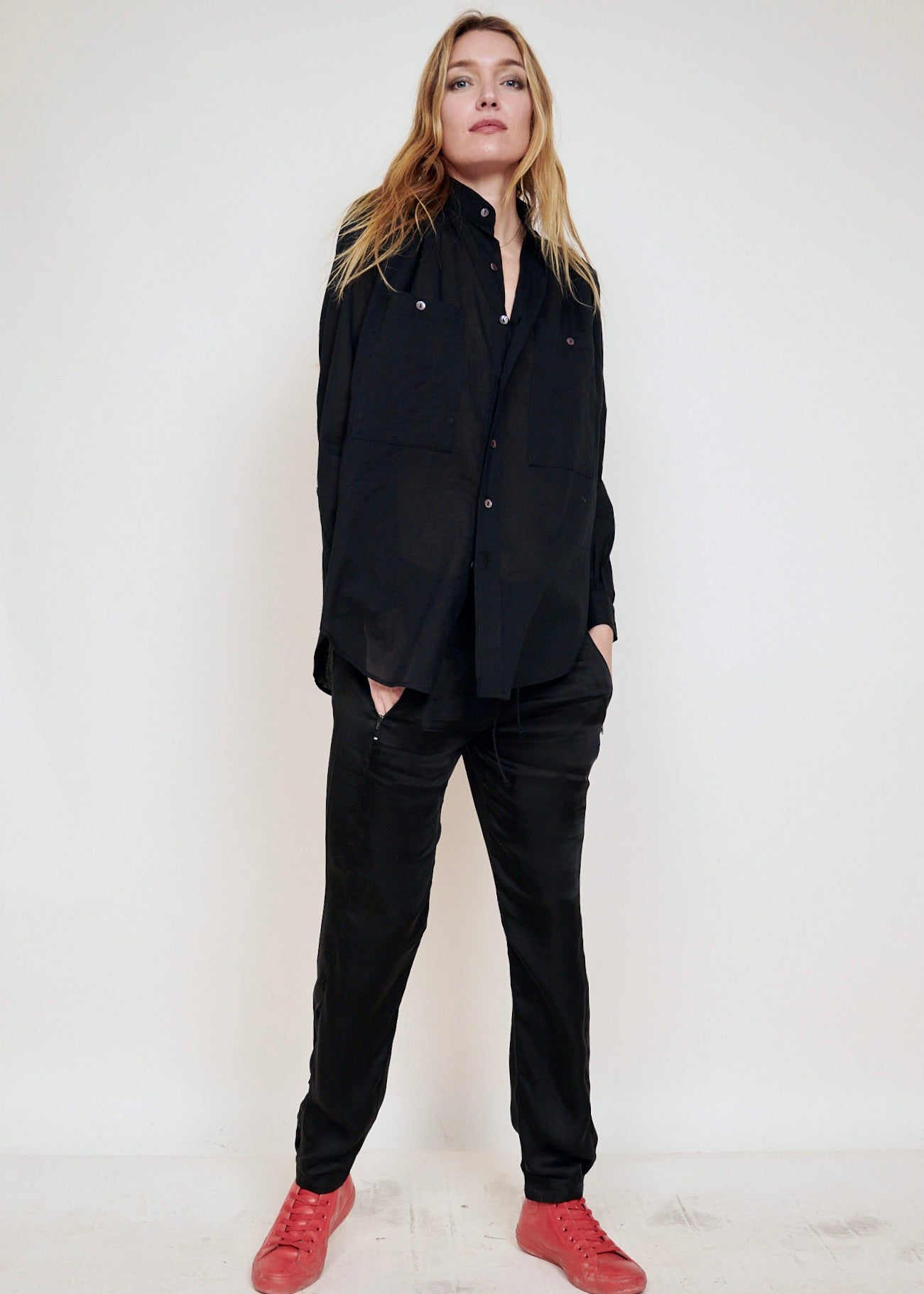 Drawstring Waist Pants - Matte Satin Cupro.