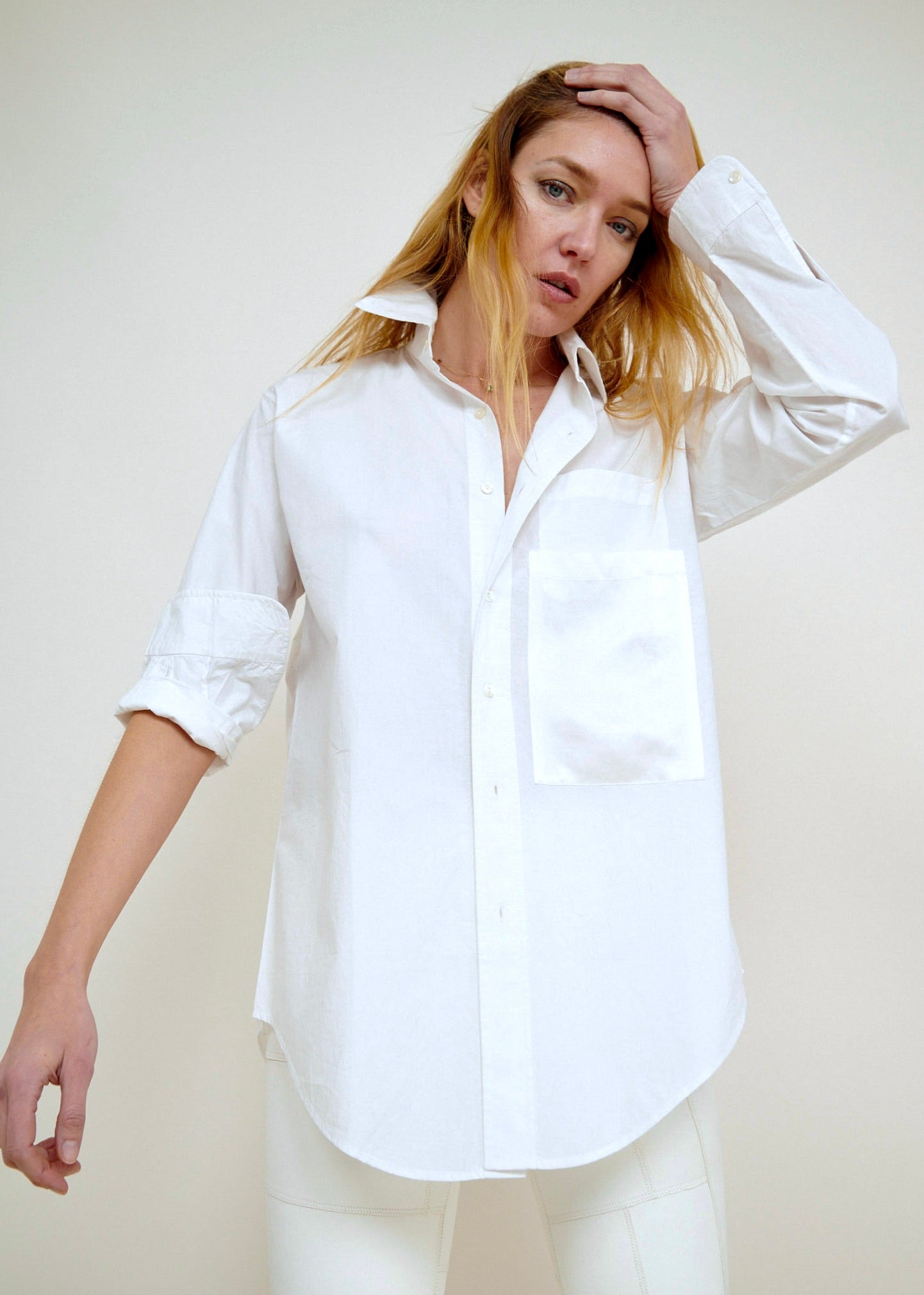 Maguire Shirt. White cotton  Voile