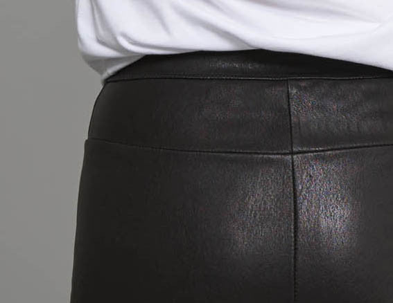 Stretch-Leather Pencil Skirt