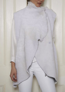 Sleeveless Shearling Jacket: White