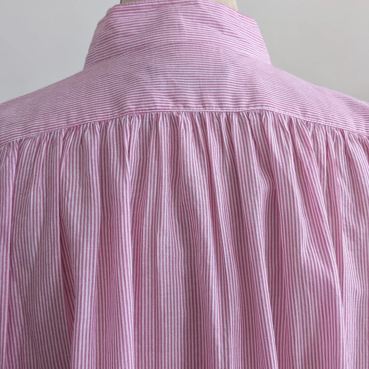 Peasant Shirt. Pink White Stripe