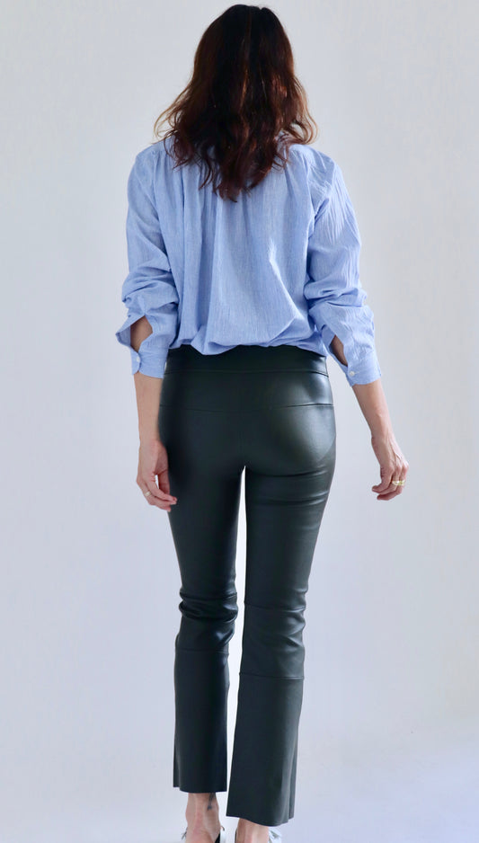 Stretch Lamb leather Cropped Bootlegging, Olive Green