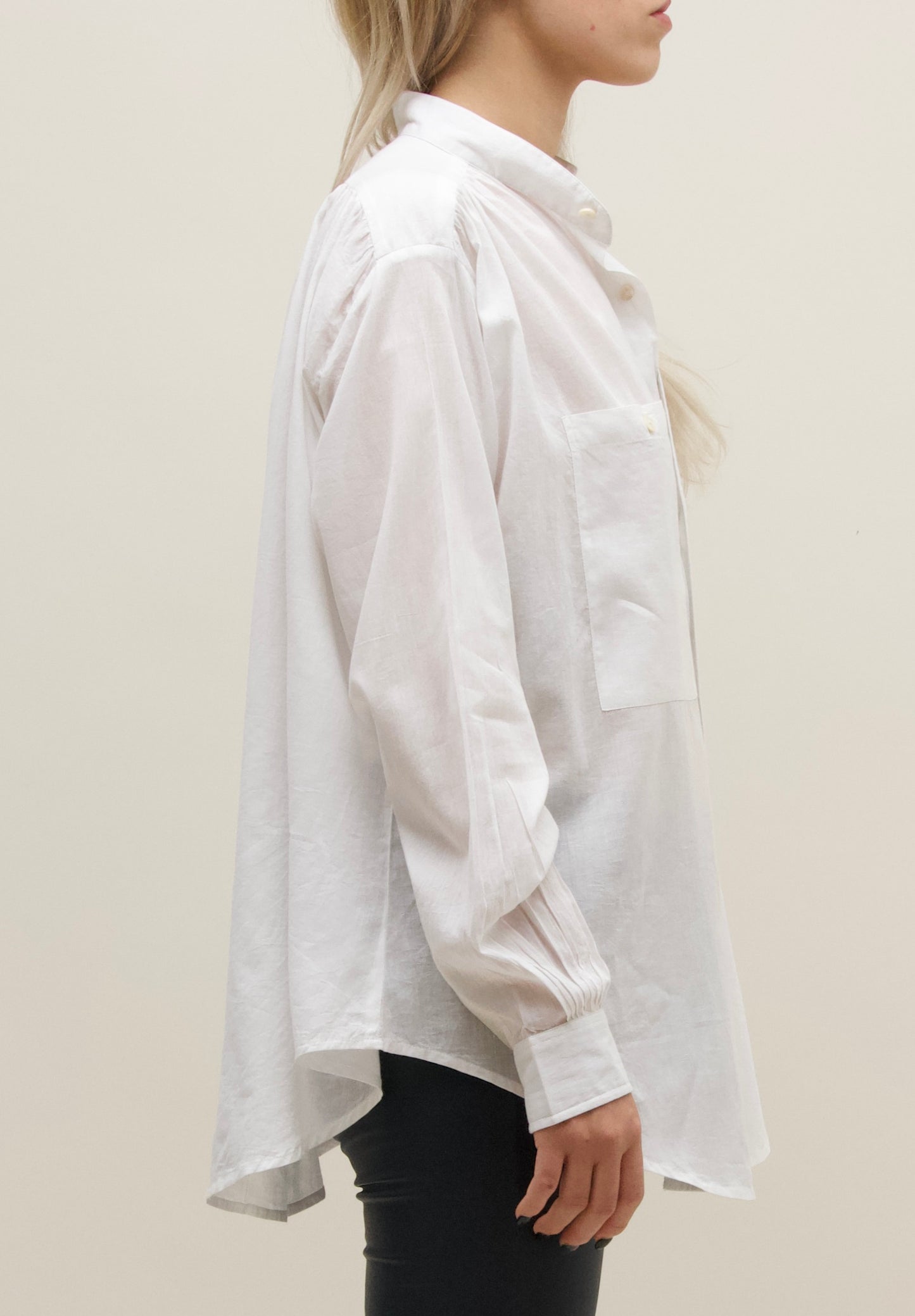 Peasant Shirt. White cotton Voile.
