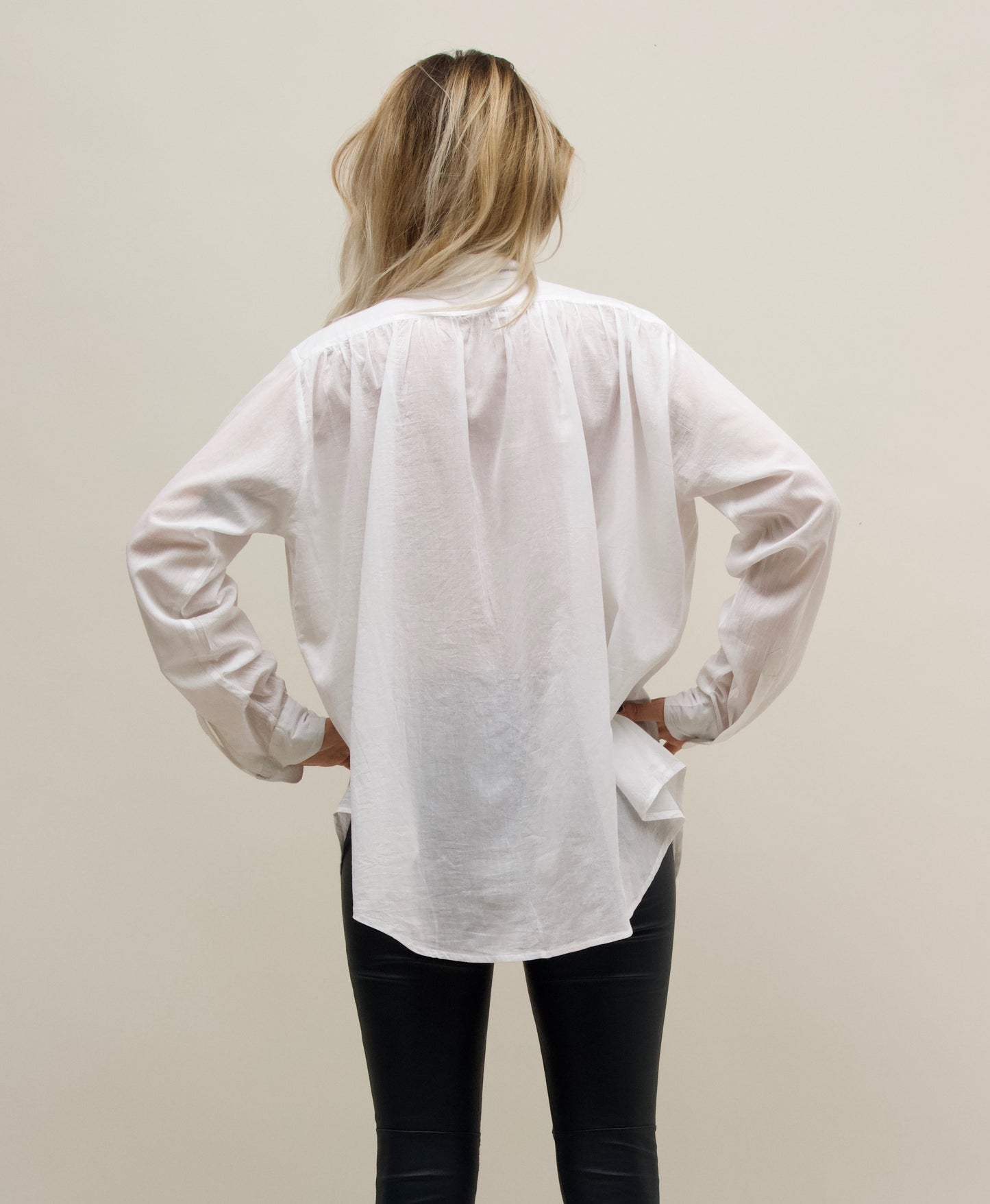 Peasant Shirt. White cotton Voile.