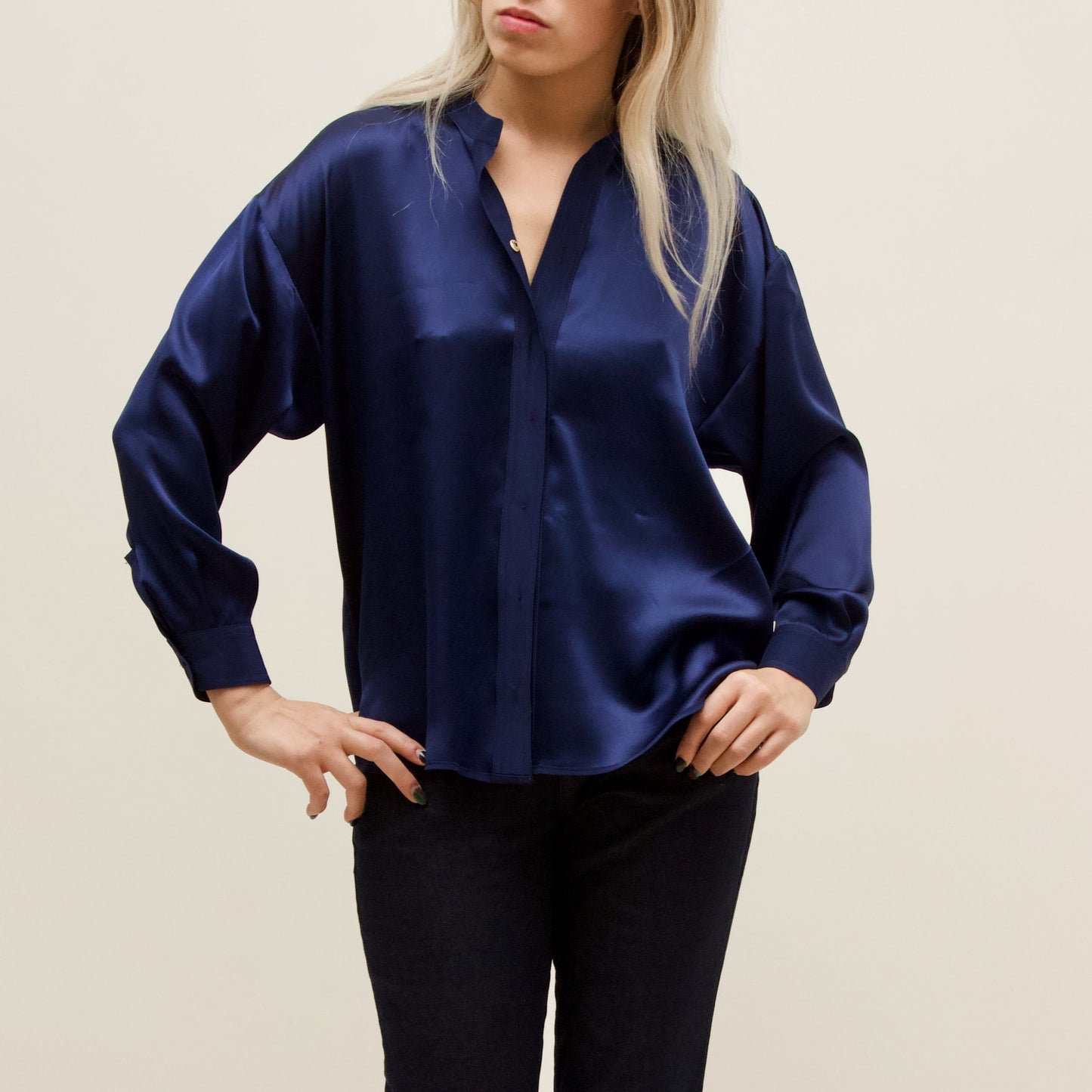 Fallon Shirt. Silk. Indigo