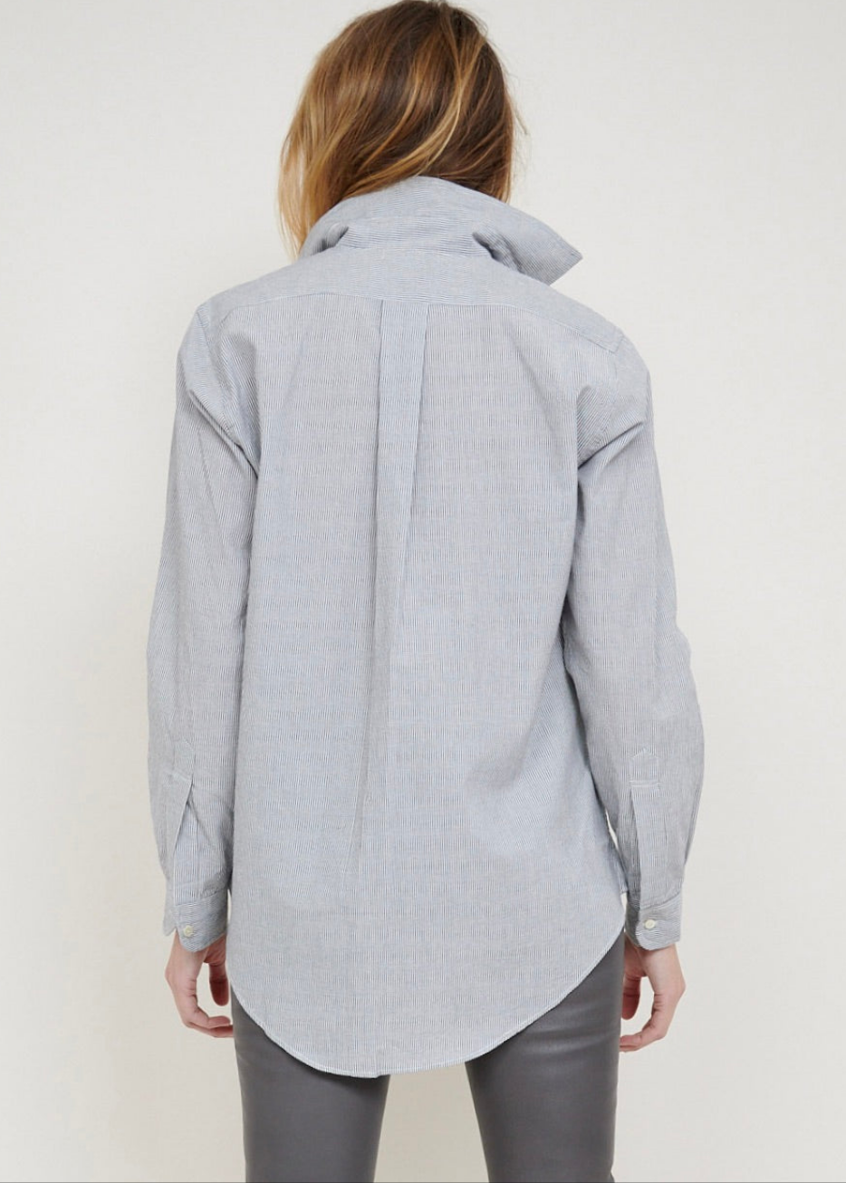 Maguire Shirt, Solid Black/White Stripe