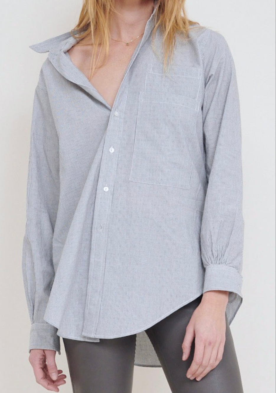 Maguire Shirt, Solid Black/White Stripe