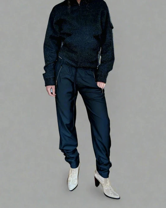 Drawstring Waist Pants -Fine Wool Suiting.