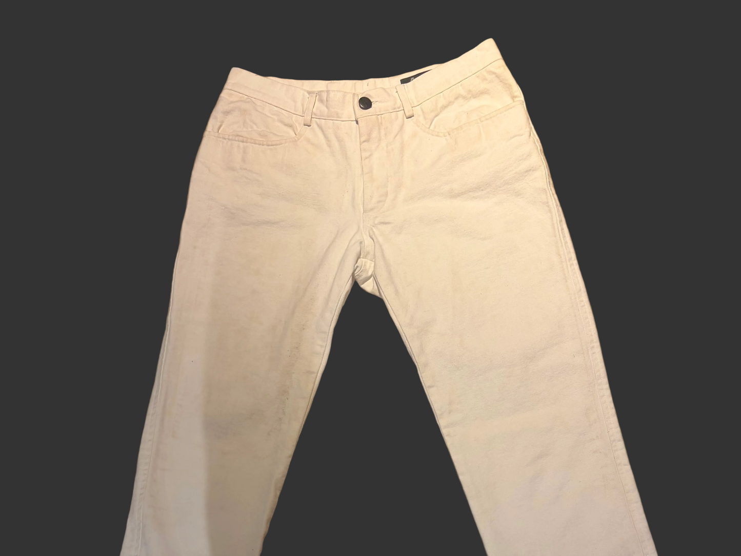 90's White Cotton Bootleg Jeans