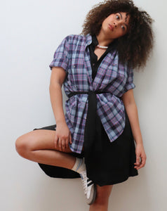 Peasant Shirt, Blue/Pink Plaid