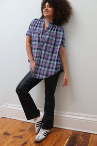 Peasant Shirt, Blue/Pink Plaid