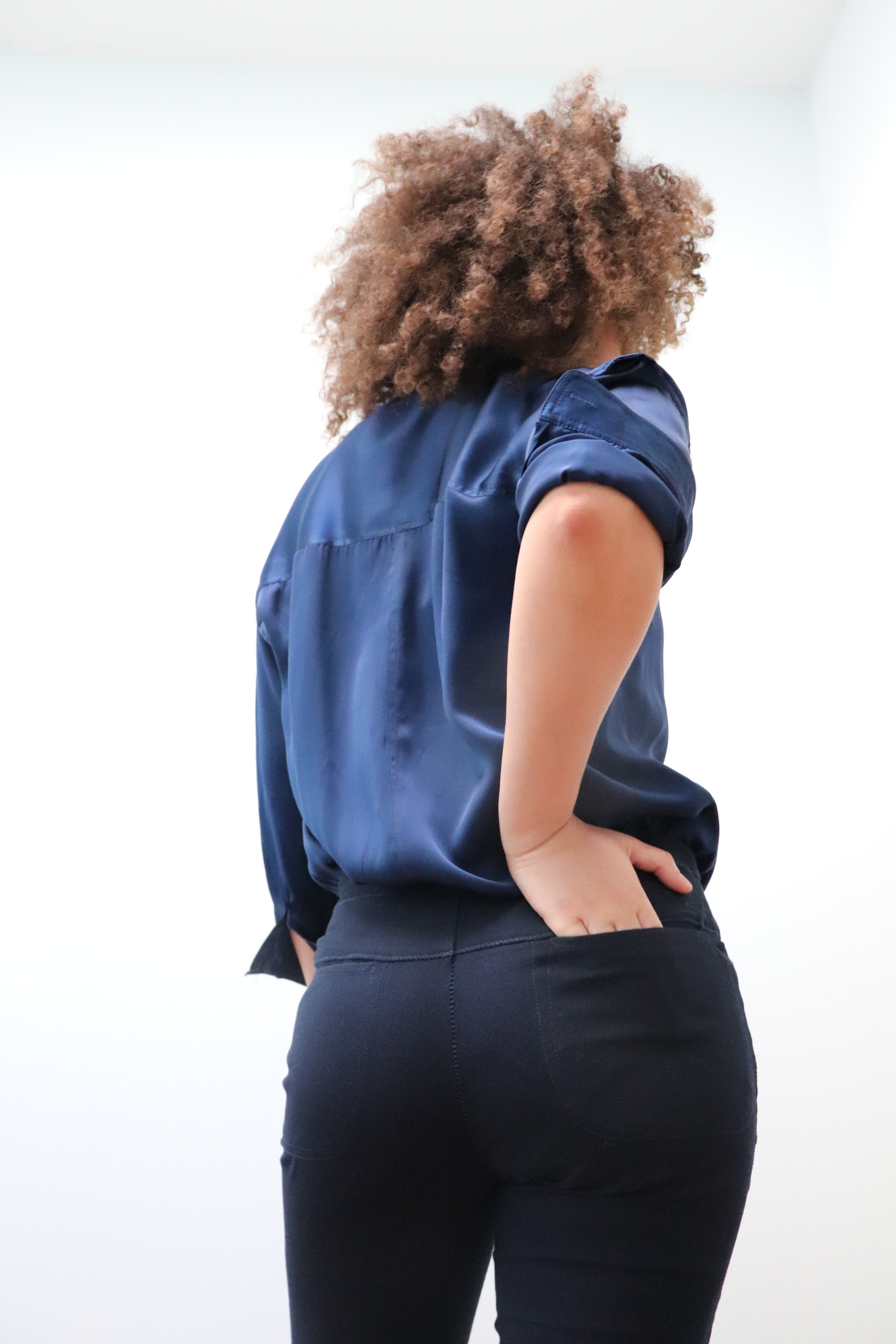 Fallon Shirt. Silk. Indigo