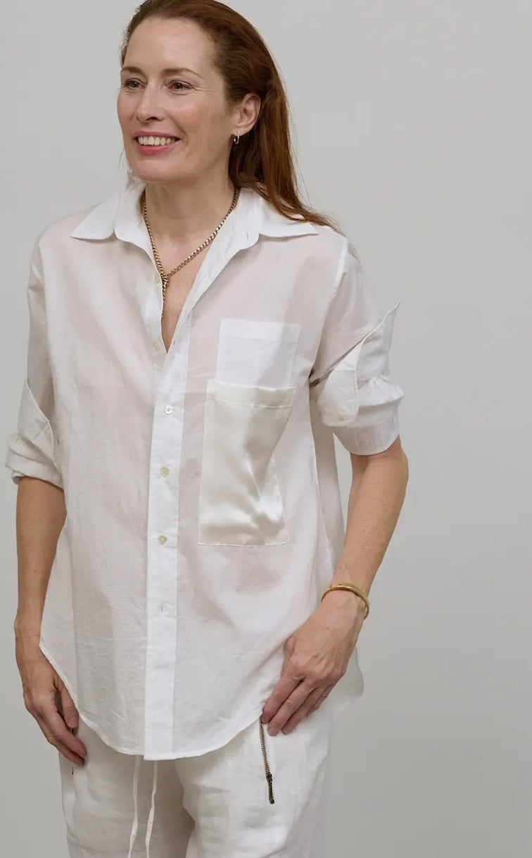 Maguire Shirt. White cotton  Voile