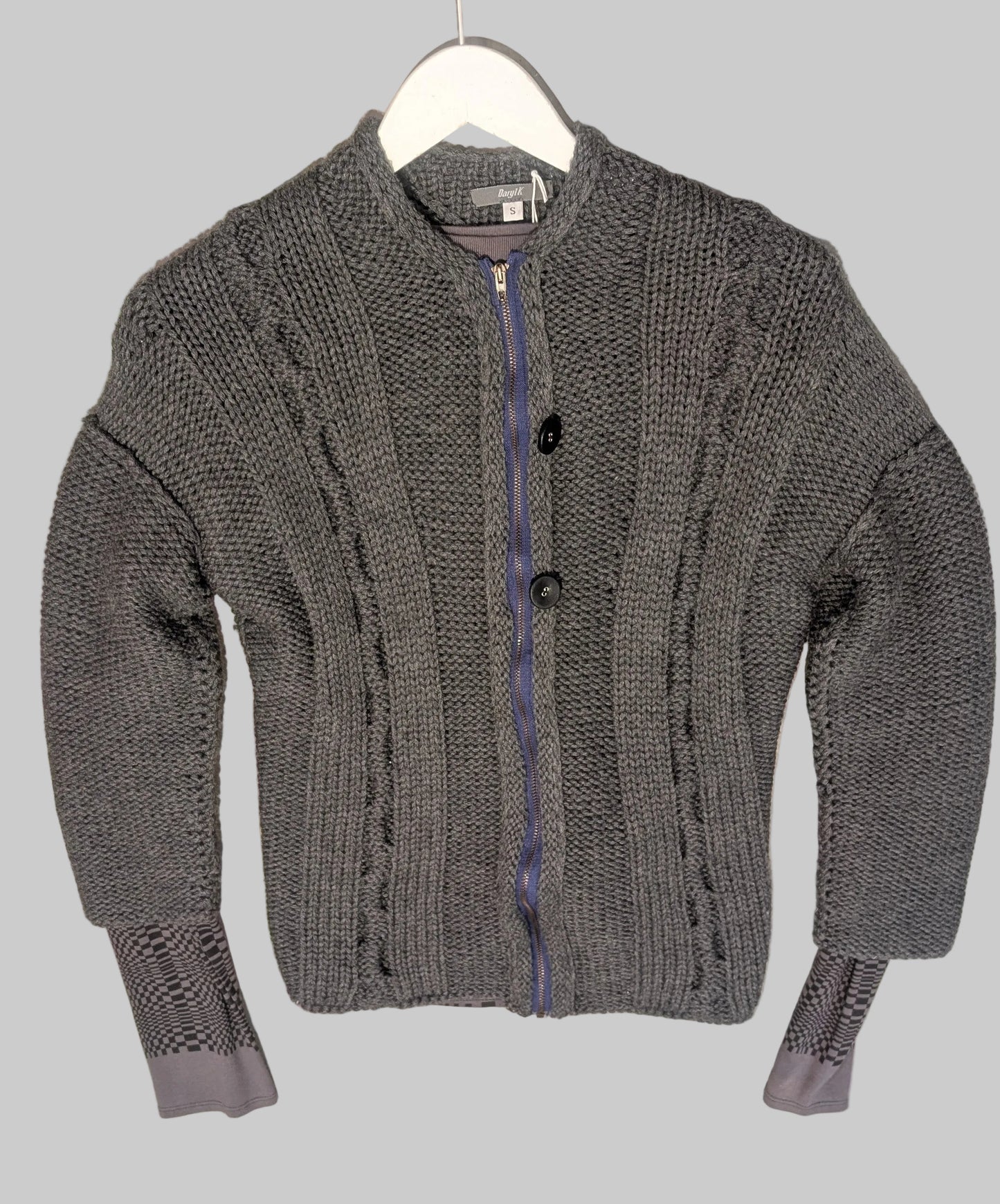 Cardigan.HandKnit. Wool. Slate Grey M.