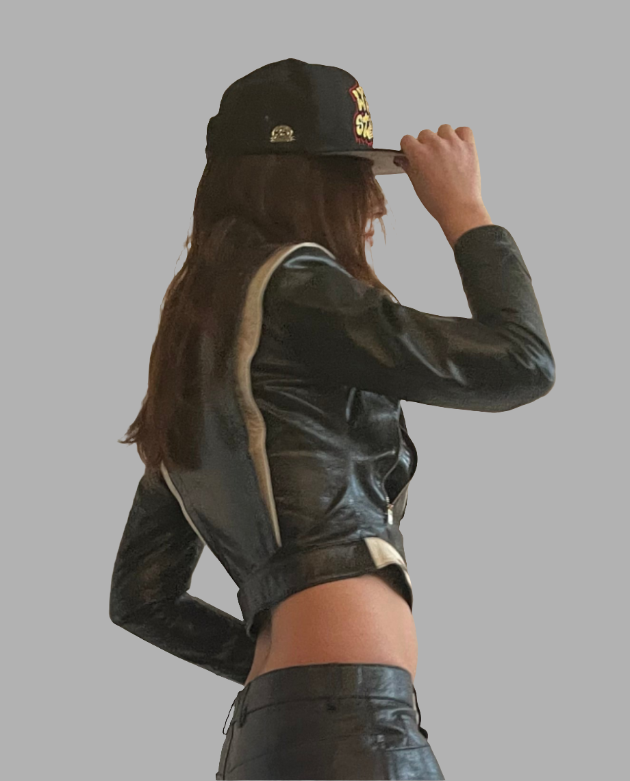Leather Bomber Jacket and pencil Skirt