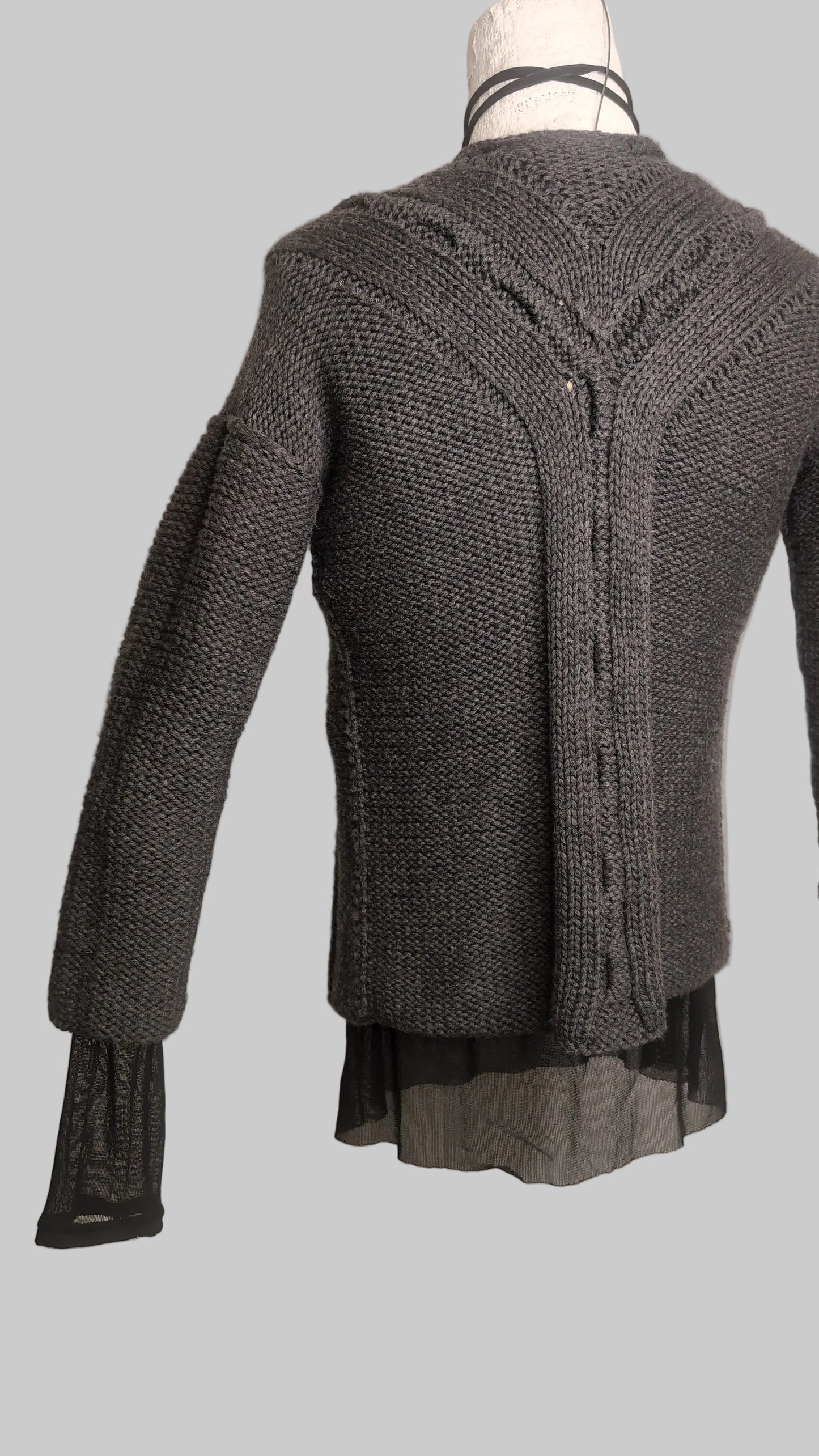 Cardigan.HandKnit. Wool. Slate Grey M.