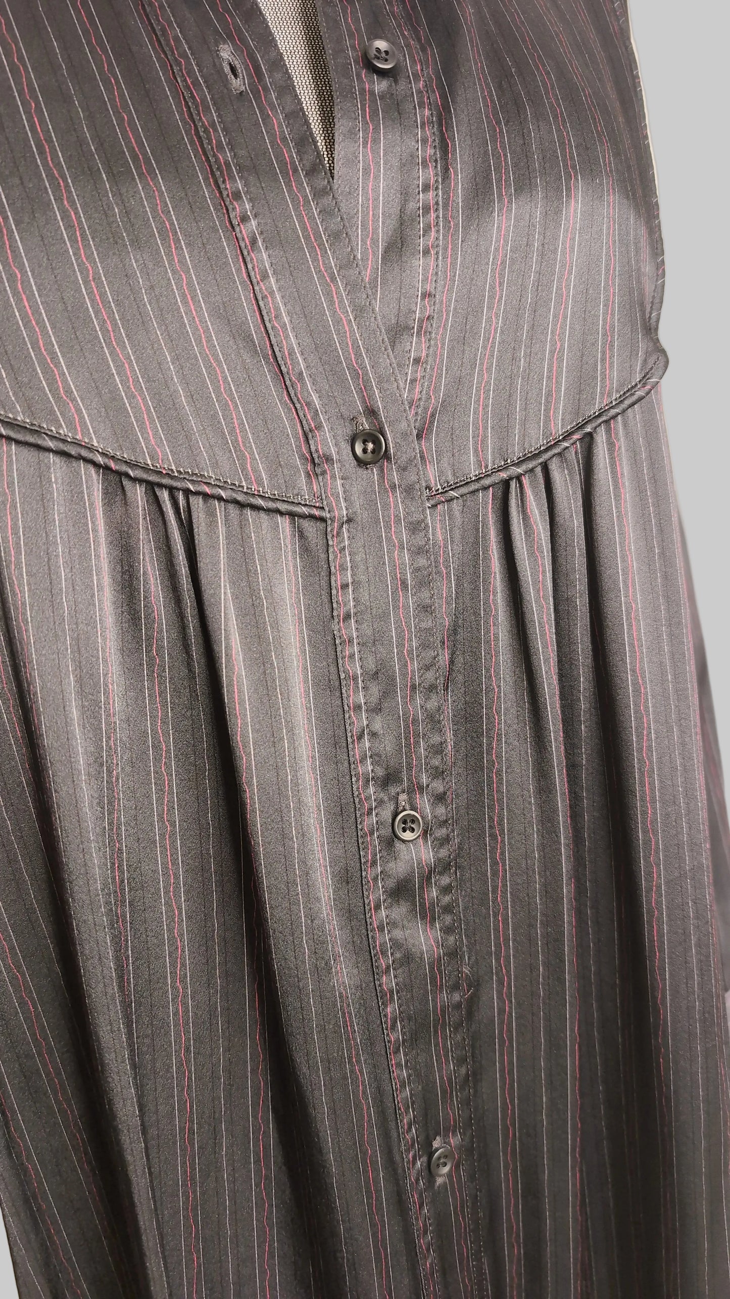 Tunic Shirt. Silk. Pinstripe Print.