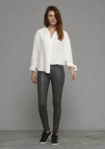 Classic Stretch Lamb Leather Leggings: Charcoal Gray