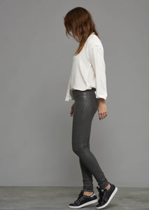 Classic Stretch Lamb Leather Leggings: Charcoal Gray