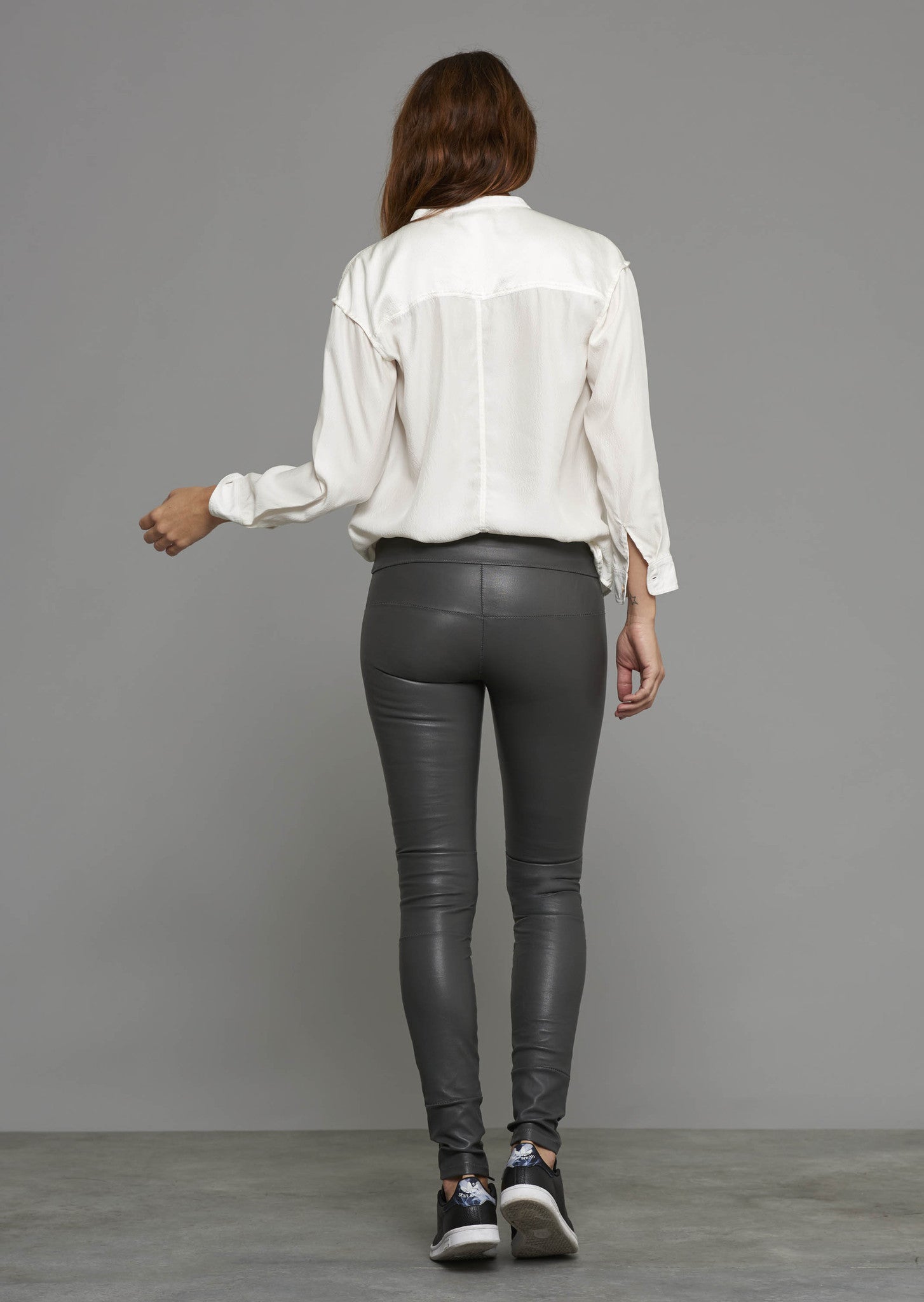 White Leather Trousers Womens Elastic Fleece Lined Leather Leggings -  Karanube