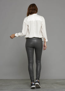 Classic Stretch Lamb Leather Leggings: Charcoal Gray