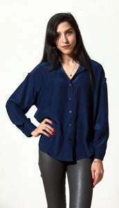 Fallon Shirt. Silk. Indigo
