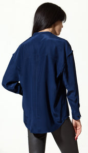 Fallon Shirt. Silk. Indigo