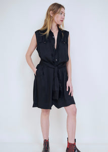 Sleeveless shirt dress. Hera Dress,Silky Cupro