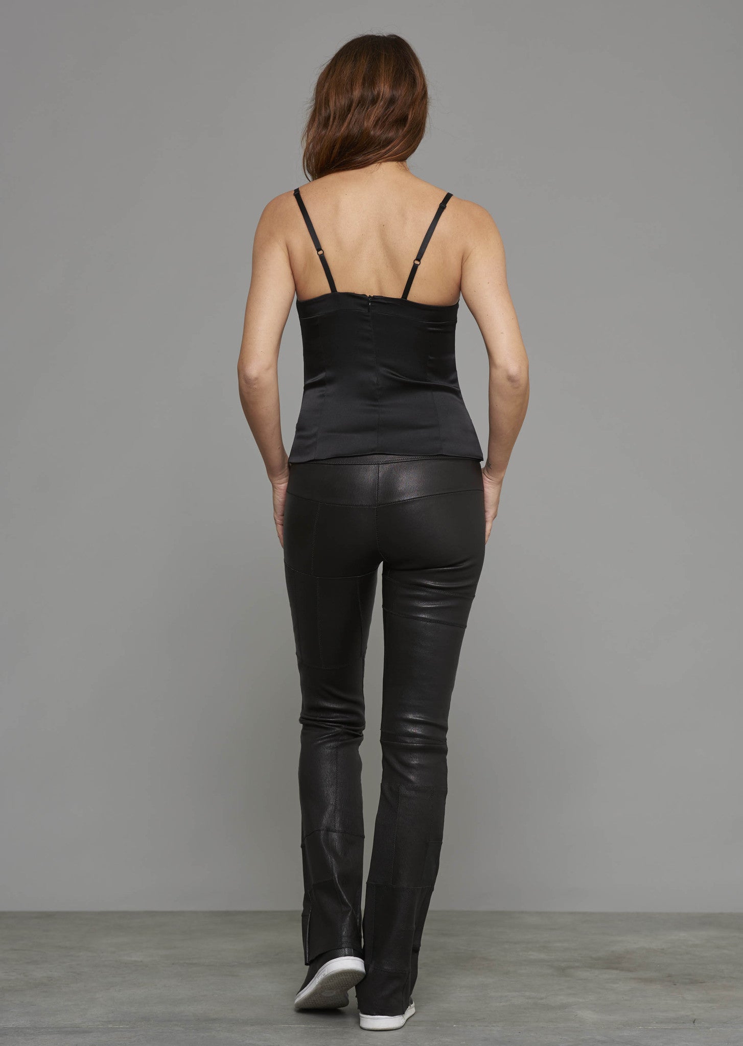 Patchwork Stretch-Leather Bootleggings