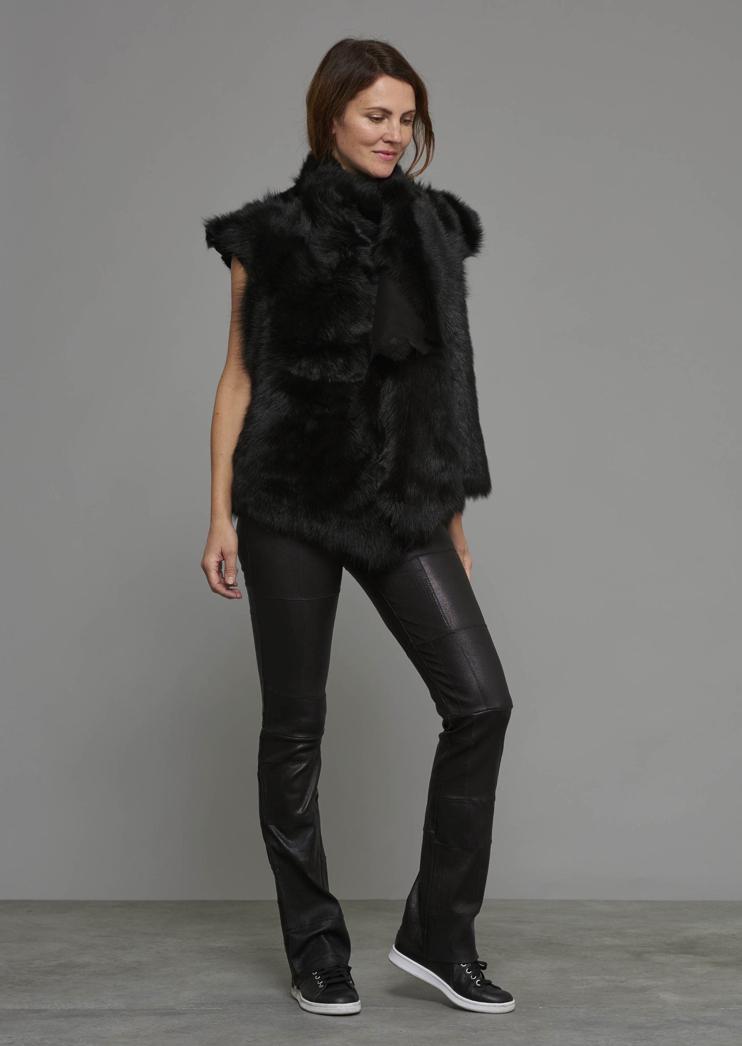 Patchwork Stretch-Leather Bootleggings