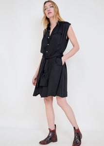 Sleeveless shirt dress. Hera Dress,Silky Cupro