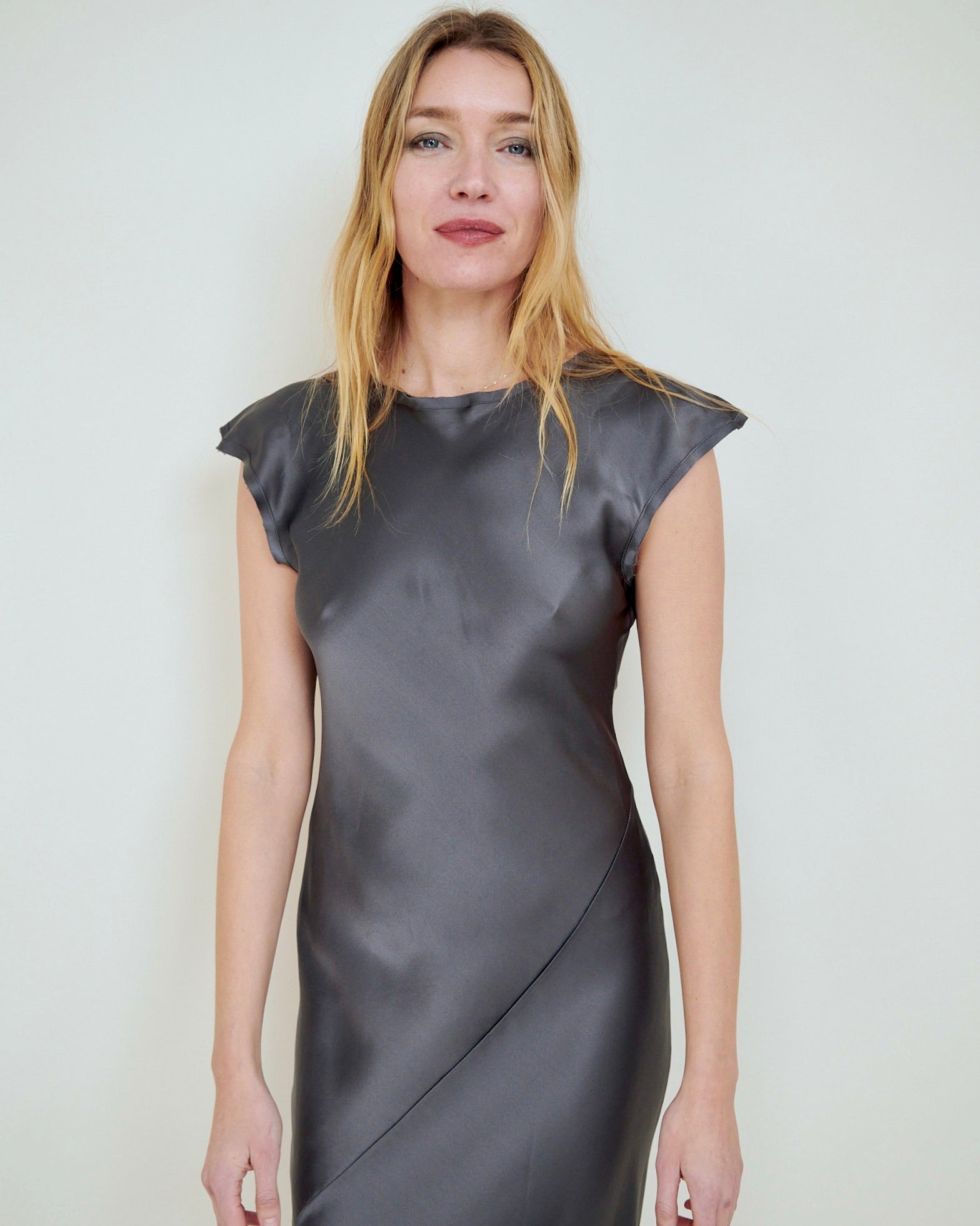Slip Dress. Ankle-Grazer. Bias Silk Dress: Anthracite Grey – Daryl K