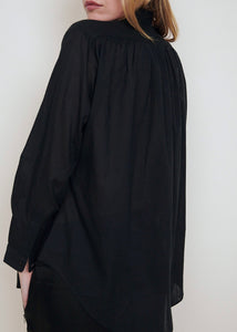 Peasant Shirt. Black Cotton Voile