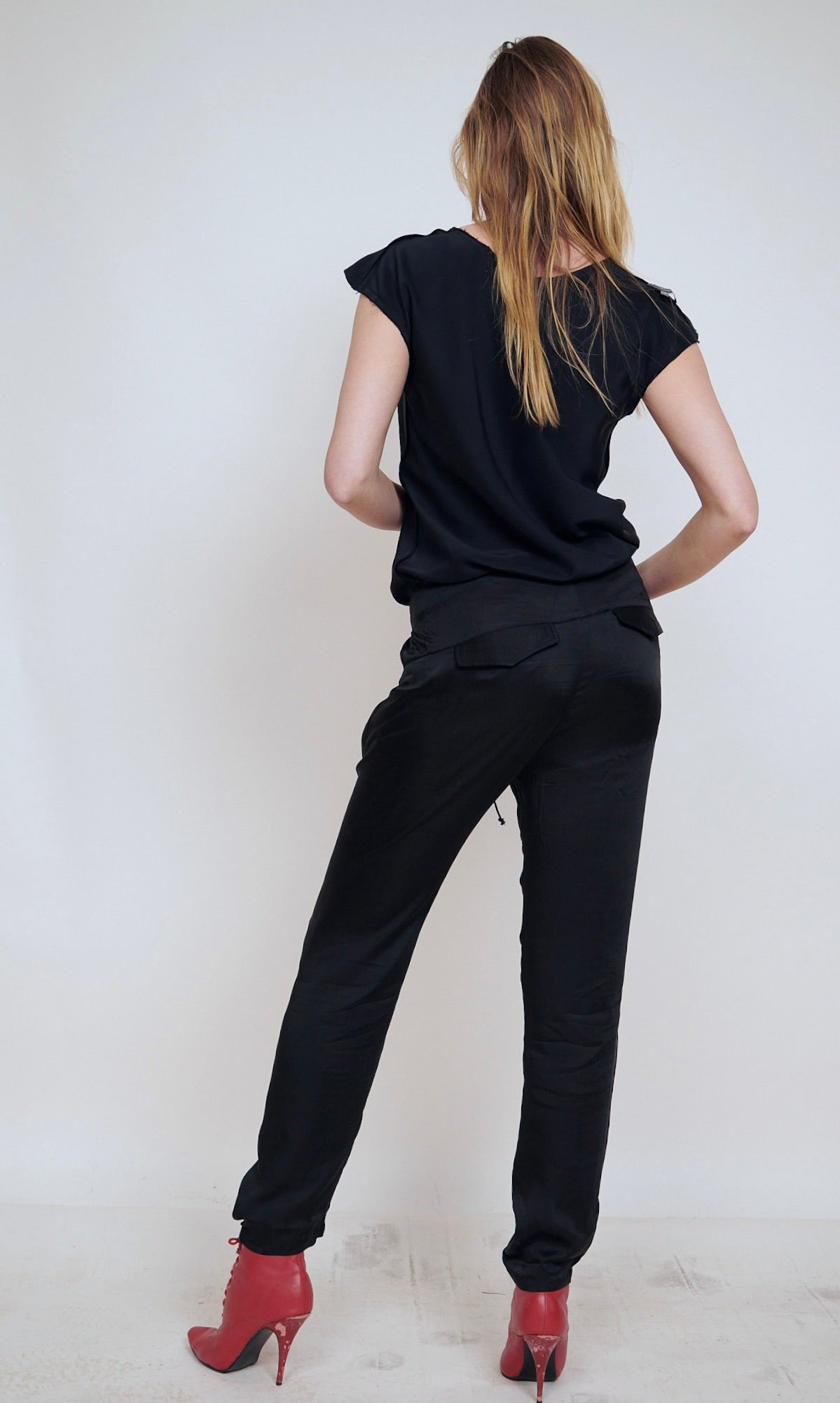 Drawstring Waist Pants - Matte Satin Cupro.