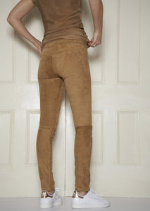 Classic Stretch-Suede Leggings: Camel