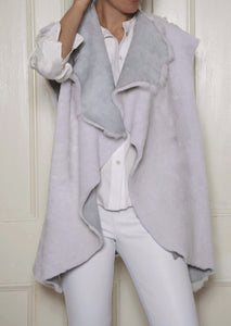 Sleeveless Shearling Jacket: White