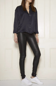 Stretch Lamb Leather Classic Leggings: Black