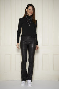Stretch Lamb Leather patchwork Bootleggings