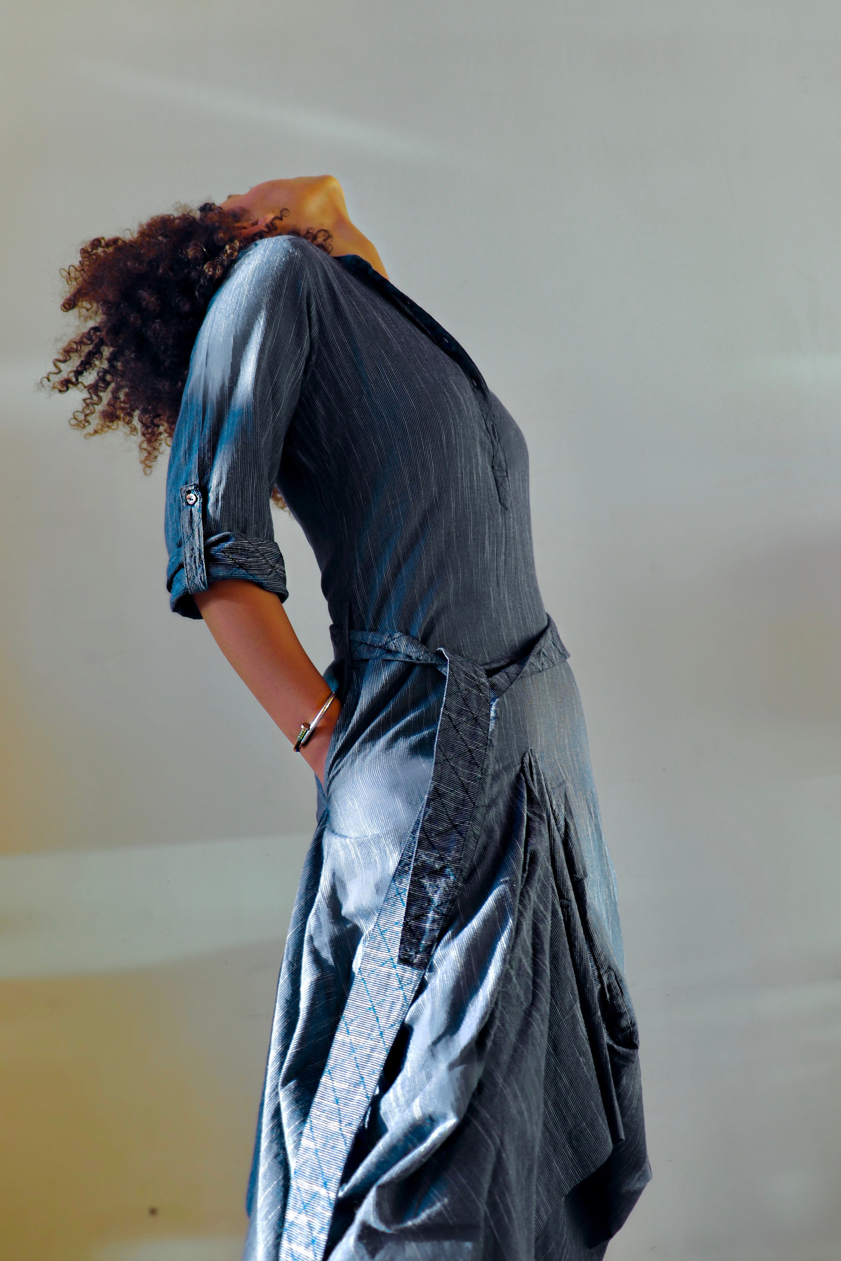 Market Dress Pinstriped Indigo