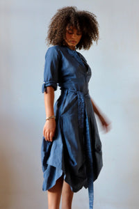 Market Dress Pinstriped Indigo