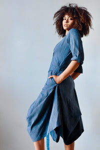 Market Dress Pinstriped Indigo