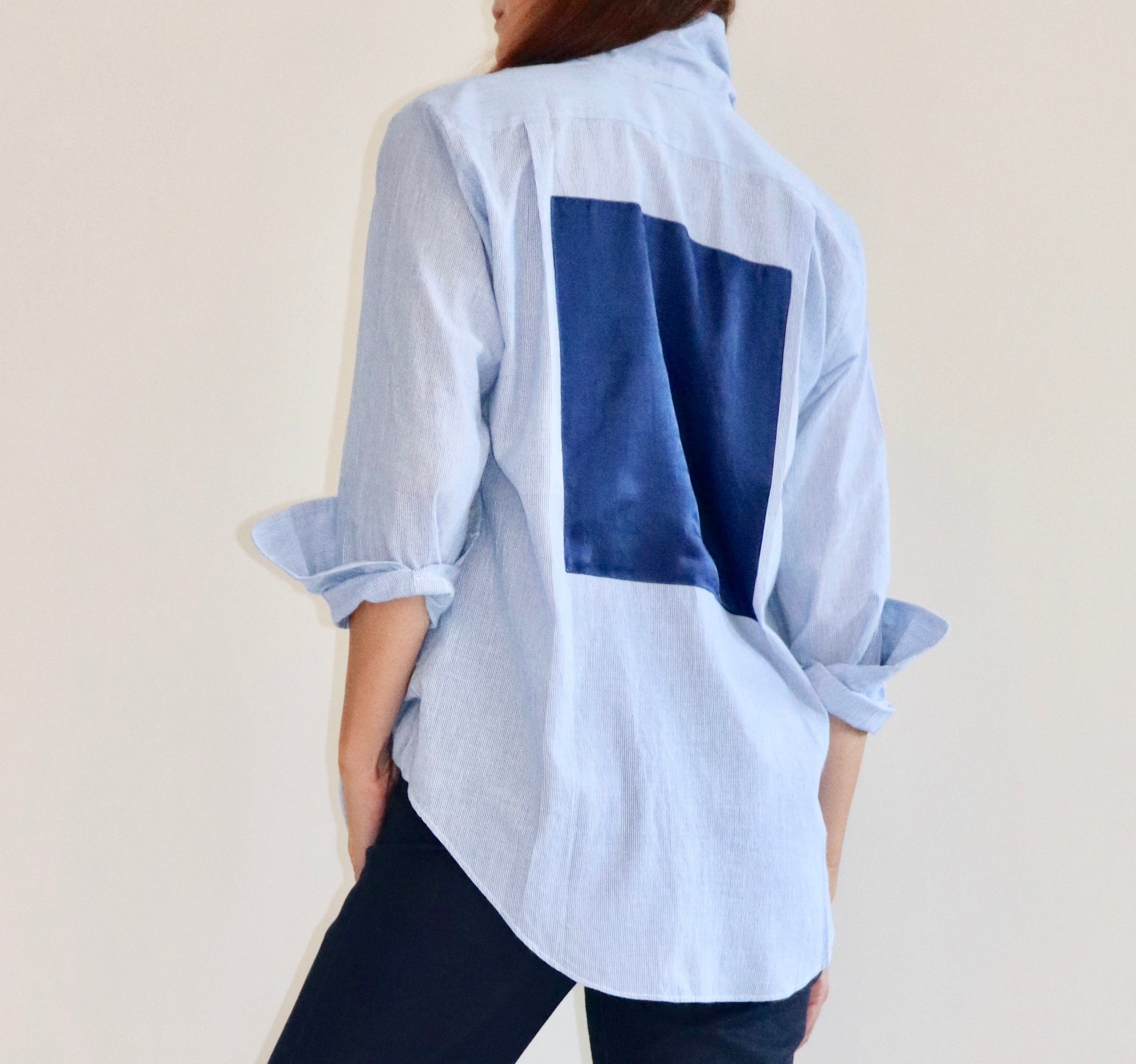Maguire Shirt, Solid Blue/White Stripe
